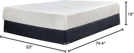 Signature Design by Ashley Full Size Chime 10 Inch Medium Firm Memory Foam Mattress with Green Tea & Charcoal Gel - LeafyLoom