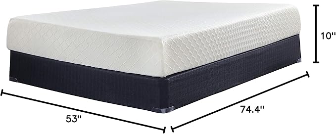 Signature Design by Ashley Full Size Chime 10 Inch Medium Firm Memory Foam Mattress with Green Tea & Charcoal Gel - LeafyLoom