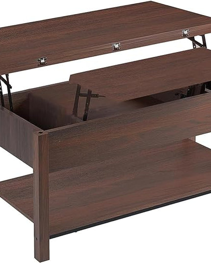 FABATO Lift Top Coffee Table, 4-in-1 Multi-Function Convertible Coffee Table with Storage, Coffee Table Converts to Dining Table for Living Room Reception Room Office, Espresso - LeafyLoom