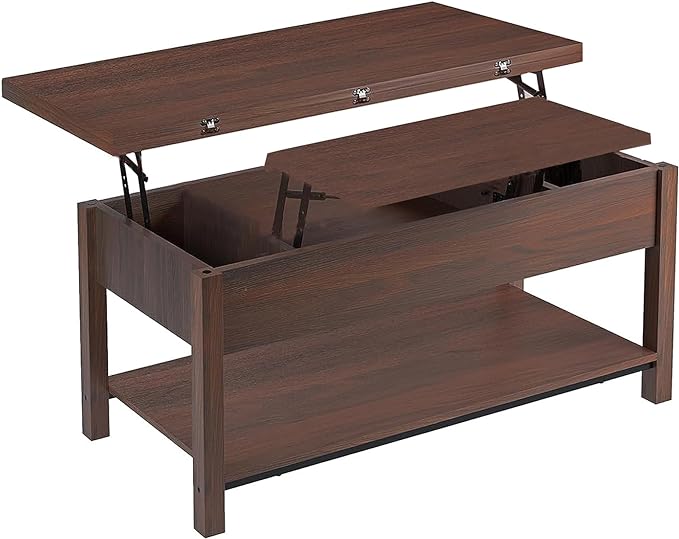 FABATO Lift Top Coffee Table, 4-in-1 Multi-Function Convertible Coffee Table with Storage, Coffee Table Converts to Dining Table for Living Room Reception Room Office, Espresso - LeafyLoom