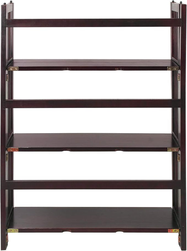 Casual Home 3 Shelf Folding Stackable Bookcase, 27.5" Wide, Espresso - LeafyLoom