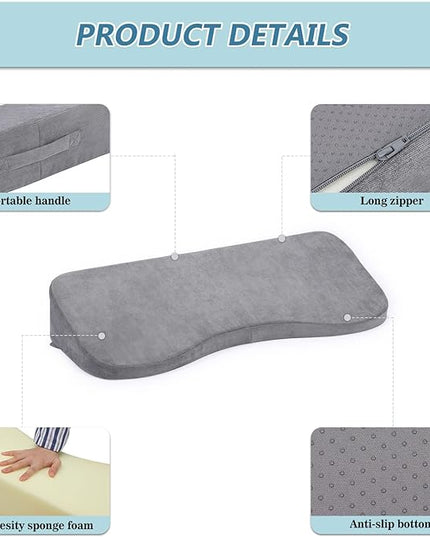 TANYOO Long Wedge Pillow for After Surgery Curved Shaped Turning Wedge Pillow for Side Sleeping Bedridden Patient Products to Prevent Bed Sore and Improve Healing Process No-Slip Bottom Height 5 inch - LeafyLoom