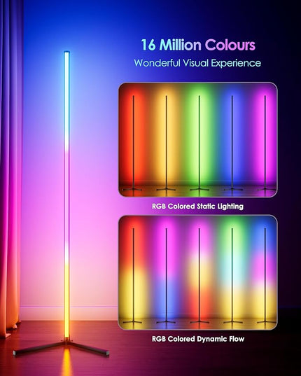 2PCS Corner Floor Lamp, 65" Smart RGB Color Changing LED Floor Lamp with APP and Remote Control, Modern Mood Lighting Corner Lamp with Music Sync, DIY Mode & Timing for Living Room Gaming Room - LeafyLoom