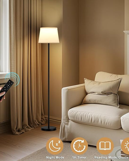 【Upgraded】 Floor Lamps for Living Room, Modern Floor Lamp with Remote Control, Dimmable Colors Temperature Standing Lamp Foot Switch, Tall Lamps for Bedroom Office Kid Room(9W LED Bulb) - LeafyLoom