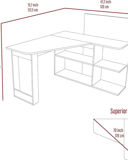 NicBex Kimberly-DW-00205-LWJ Home Office Desks, 51.7"x47.2"x43.3", Gray-1 - LeafyLoom