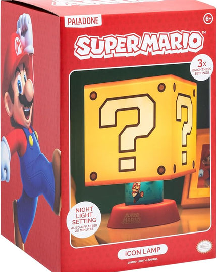 Paladone Super Mario Icon Lamp with 3 Brightness Settings and Auto Shut Off, Nintendo Game Merchandise and Themed Bedside Decor for Kids - LeafyLoom