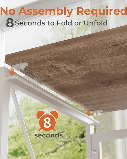 Coavas 39.4 inch Folding Desk No Assembly Required, Writing Computer Desk Space Saving Foldable Table Simple Home Office Desk, Oak - LeafyLoom