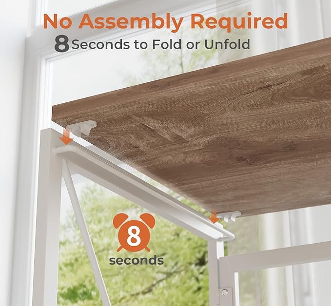 Coavas 39.4 inch Folding Desk No Assembly Required, Writing Computer Desk Space Saving Foldable Table Simple Home Office Desk, Oak - LeafyLoom