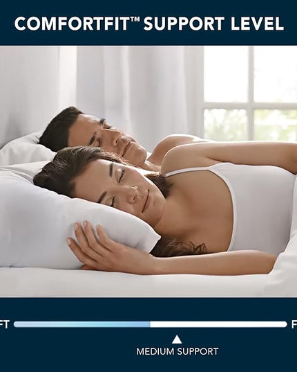 Sleep Number ComfortFit Bed Pillow Classic (King) - for Back & Stomach Sleepers - Memory Foam & Down Alternative, Hotel Quality - LeafyLoom