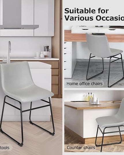 18" Dining Chairs, Dining Chair with Back, Bar Chair for Kitchen, Living Room, Light Grey, Set of 2 - LeafyLoom