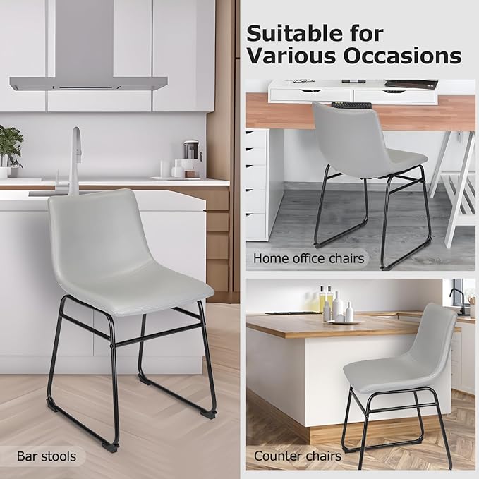 18" Dining Chairs, Dining Chair with Back, Bar Chair for Kitchen, Living Room, Light Grey, Set of 2 - LeafyLoom