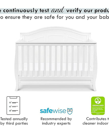 DaVinci Emmett 4-in-1 Convertible Crib in White, Greenguard Gold Certified - LeafyLoom