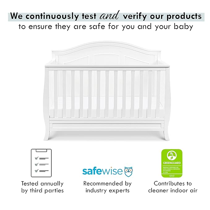 DaVinci Emmett 4-in-1 Convertible Crib in White, Greenguard Gold Certified - LeafyLoom