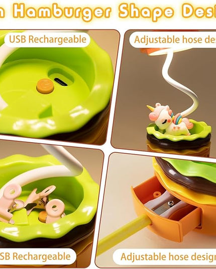 Cute Desk Lamp,Table lamp,Night Lights,Hamburger Small Night lamp,Desk Accessories, Room Decor for Boys Girls Gifts, Yellow, SY-KD300 - LeafyLoom