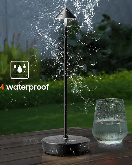 Set of 2 Rechargeable Cordless Table Lamp,6000mAh LED Battery Operated Desk Lamp Touch 3 Color Dimming Portable Outdoor Waterproof Table Light for Patio/Restaurant/Dining/Home (Black) - LeafyLoom