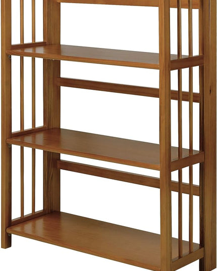 Casual Home 3-Shelf 27.5" Wide Folding Stackable Bookcase, Chestnut (New) - LeafyLoom