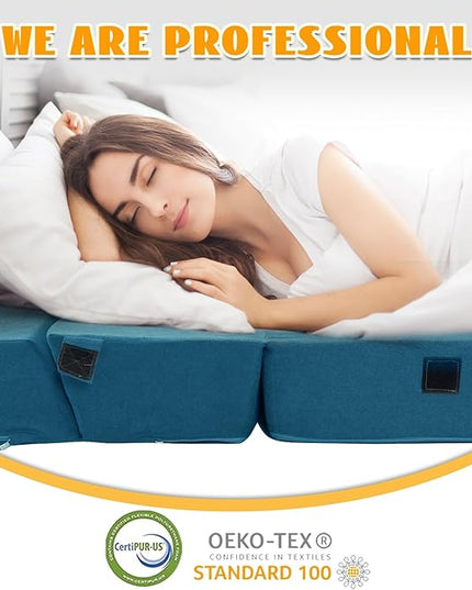 jela Sofa Bed Foldable Mattress Luxury Miss Fabric, Folding Sleeper Sofa Chair Bed Floor Mattress Floor Couch, Fold Out Couch Futon Mattress for Guest Room, Living Room (83"x33",Lightblue) - LeafyLoom