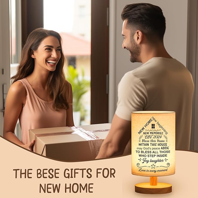 WSYEAR Housewarming Gift for New House Decor, Table Lamp Housewarming Gift Ideas,House Warming Gifts New Home Women Couple, New Home New Adventure New Memories - LeafyLoom