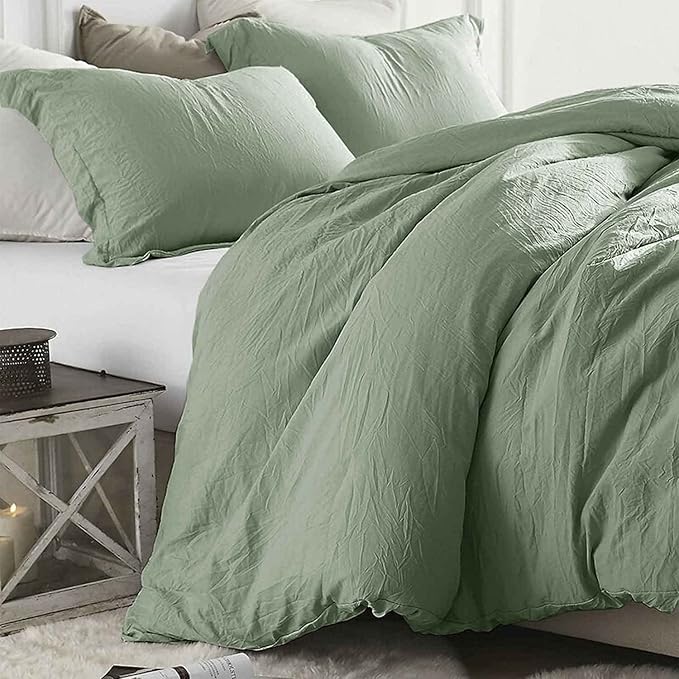 ETDIFFE Sage Green King Comforter Set, 3 Piece Aesthetic Modern Bedding Set - All Season Farmhouse Soft & Lightweight Microfiber Down Alternative Comforter Bed Set with 2 Pillow Shams for Women Men - LeafyLoom