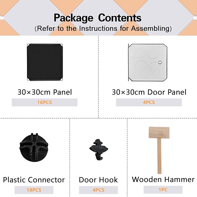 C&AHOME Cube Storage Organizer with Doors, 4-Cube Shelves, Closet Cabinet, DIY Plastic Modular Bookshelf Ideal for Bedroom, Living Room, 24.8" L x 12.4" W x 24.8" H Black SHS04B-DOOR - LeafyLoom