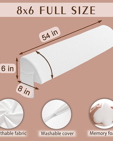 Bed Wedge Pillow for Headboard Gap Bed Mattress Gap Filler(0-7'') Memory Foam Bed Crack Headboard Pillow Stopper to Close The Gap Between Headboard Wall and Mattress Space Filler Full - LeafyLoom