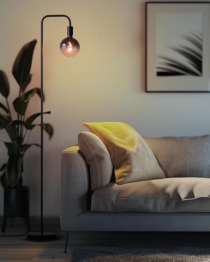 Industrial Lamp Set 3 Piece-1 Floor Lamp and 2 Dimmable Table Lamp- 3 Pack Modern Matching Floor and Table Lamp with Gradient Black Globe Bulb for Living Room,Bedroom(Bulb Included) - LeafyLoom