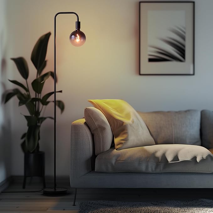 Industrial Lamp Set 3 Piece-1 Floor Lamp and 2 Dimmable Table Lamp- 3 Pack Modern Matching Floor and Table Lamp with Gradient Black Globe Bulb for Living Room,Bedroom(Bulb Included) - LeafyLoom