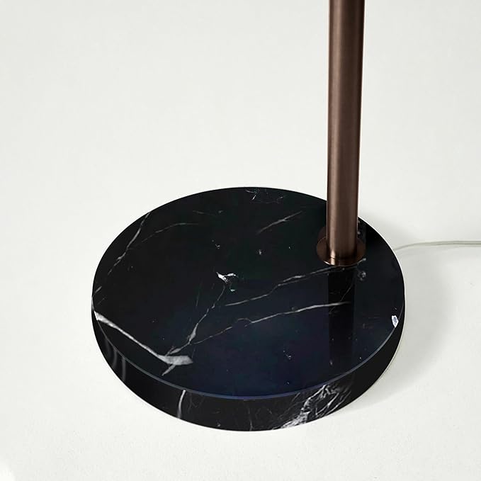 Brightech Mason Arc Floor Lamp - Modern Corner Standing Lamp with Unique Hanging Drum Lamp Shade for Living Room - Bright Overhead, Curved Hanging Light for Bedroom. Library, Den - Bronze - LeafyLoom