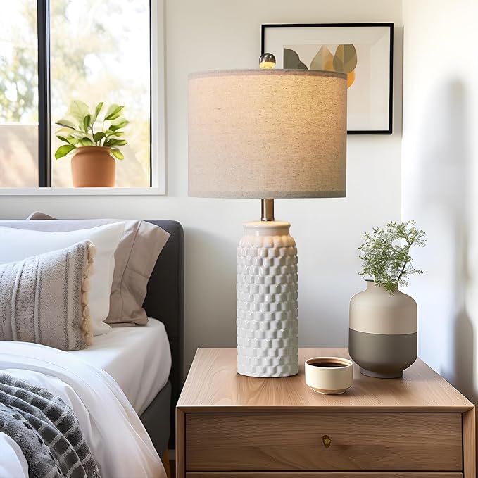 24" Lamps for Living Room: Bedside Lamps - Table Lamps Set of 2 Lamps for Night Stands Living Room Lamps Bedroom Lamps White Lamps… - LeafyLoom