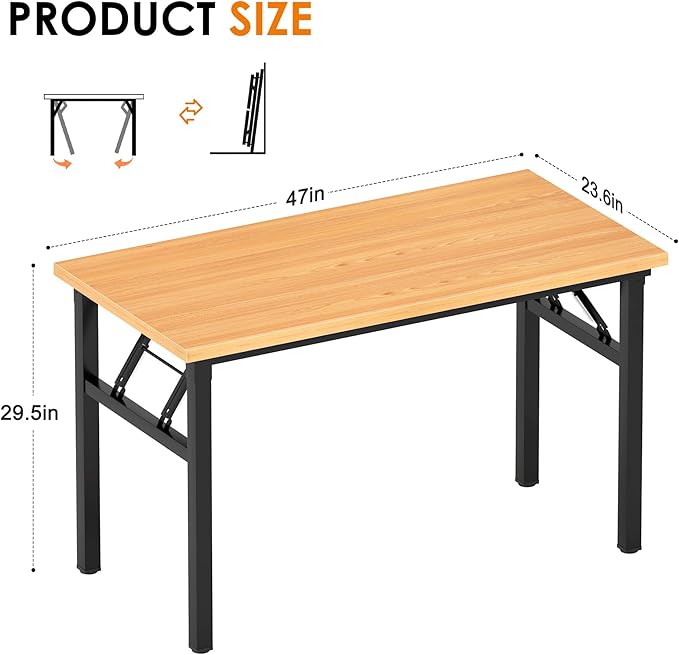Need Office Computer Desk - 47.2L Sturdy and Heavy Duty Folding Laptop Table,Writing Table/Home Office Desk/Sewing Table,No Assembly Required (Teak Color) AC5BB12060 - LeafyLoom