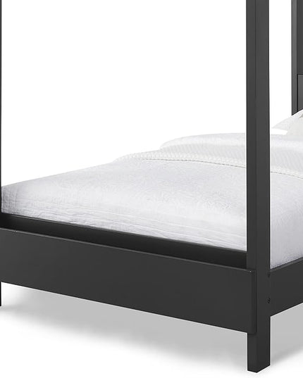 Delta Children Poppy House Wood Twin Bed, Platform Bed - No Box Spring Needed, Midnight Grey - LeafyLoom