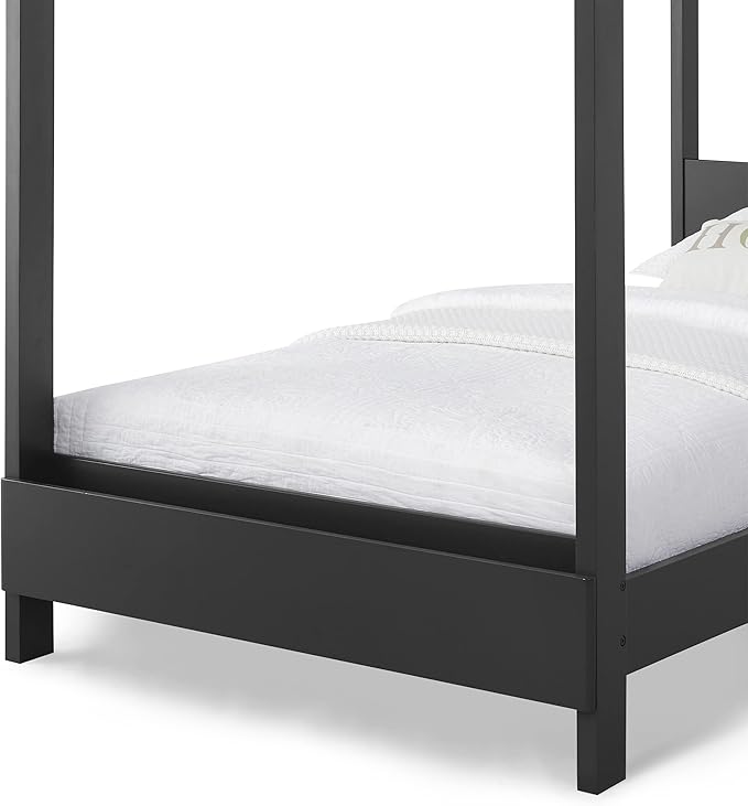 Delta Children Poppy House Wood Twin Bed, Platform Bed - No Box Spring Needed, Midnight Grey - LeafyLoom