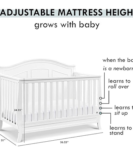 DaVinci Emmett 4-in-1 Convertible Crib in White, Greenguard Gold Certified - LeafyLoom