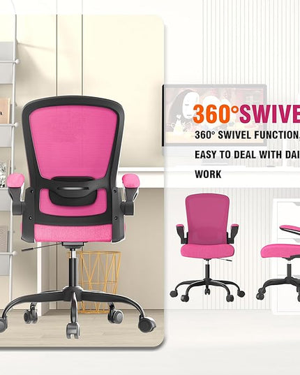 Office Chair, Ergonomic Desk Chair with Adjustable Lumbar Support, High Back Mesh Computer Chair with Flip-up Armrests-BIFMA Passed Task Chairs, Executive Chair for Home Office - LeafyLoom