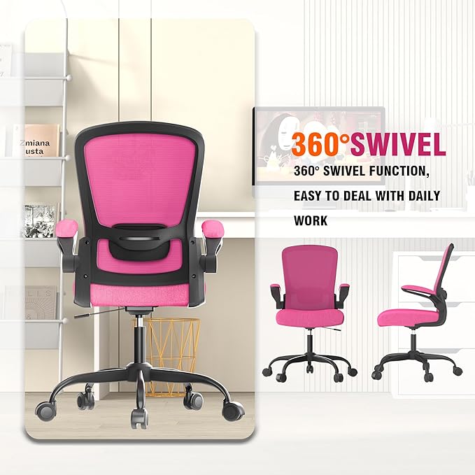 Office Chair, Ergonomic Desk Chair with Adjustable Lumbar Support, High Back Mesh Computer Chair with Flip-up Armrests-BIFMA Passed Task Chairs, Executive Chair for Home Office - LeafyLoom