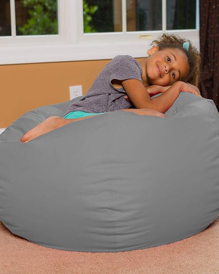 Posh Creations Bean Bag Chair for Kids, Teens, and Adults Includes Removable and Machine Washable Cover, 38in - Large, Solid Gray (BLG-BP004) - LeafyLoom