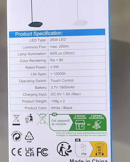 DEEPLITE LED Desk Lamp with Flexible Gooseneck 3 Level Brightness, Battery Operated Table Lamp 5W Touch Control, Compact Portable lamp for Dorm Study Office Bedroom(Set of 2) - LeafyLoom