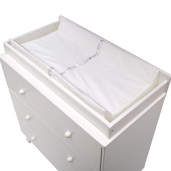 Delta Children Jade Changing Table/Cart, White Melamine/Bronze & Foam Contoured Changing Pad with Waterproof Cover - LeafyLoom