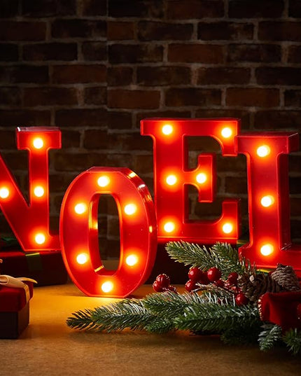 VIHOSE Christmas LED Letter Lights Sign Table Decoration Christmas Light up Letters Battery Powered Letter for Home Bar Christmas Party Bedroom Tabletop Decoration Gift(Noel) VIHOSE