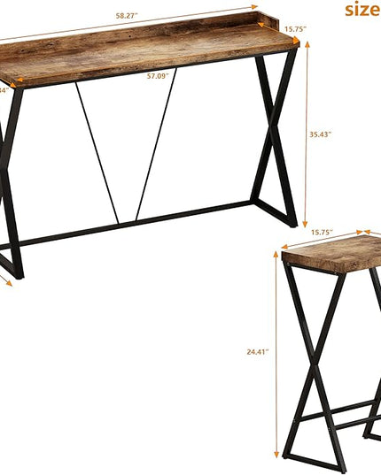 NicBex Kitchen Table Set Dining Room Set Modern Design Kitchen Dining Table, Pub Table with X-Shaped Table Legs, Long Dining Table Set with 3 Stools, Easy Assemble, Natural - LeafyLoom