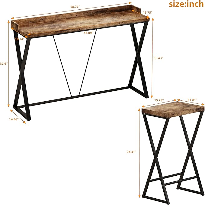 NicBex Kitchen Table Set Dining Room Set Modern Design Kitchen Dining Table, Pub Table with X-Shaped Table Legs, Long Dining Table Set with 3 Stools, Easy Assemble, Natural - LeafyLoom