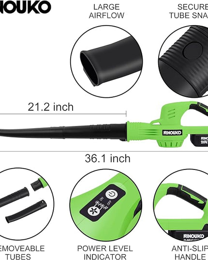 Cordless Leaf Blower 150MPH, Handheld Electric Leaf Blower with 4.0Ah Battery and Charger, 2 Speed Modes, 20V Battery Operated Leaf Blowers for Lawn Care, Patio, Blowing Leaves and Snow - LeafyLoom