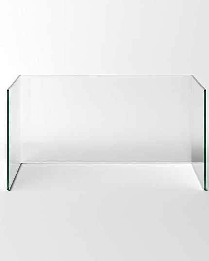 Bent Glass Computer Desk Rectangular Shaped PC Laptop Workstation Table for Home Office, 43.3" L, Clear - LeafyLoom