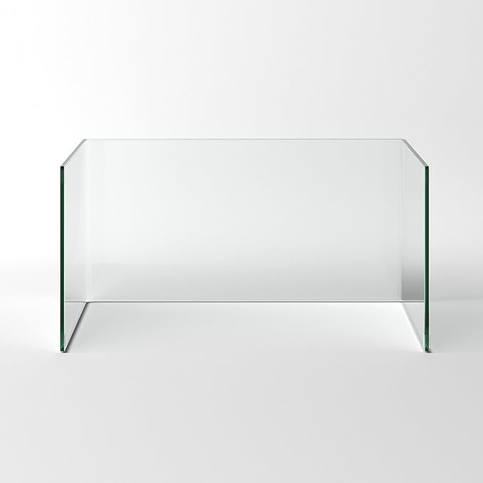 Bent Glass Computer Desk Rectangular Shaped PC Laptop Workstation Table for Home Office, 43.3" L, Clear - LeafyLoom