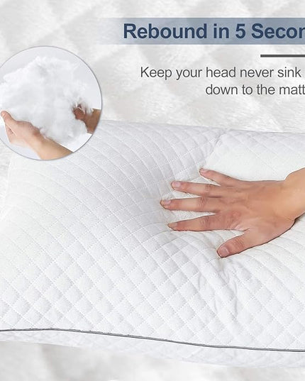Soft Pillows for Sleeping - Hotel Collection Velvet Bed Pillows with Adjustable Filling, Full Size Pillows 2 Pack for Side, Back and Stomach Sleepers, Standard 20"x26" - LeafyLoom
