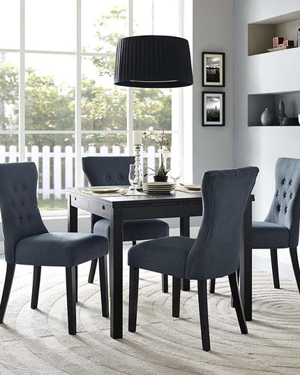 Modway Silhouette Modern Tufted Upholstered Fabric Parsons Four Dining Chairs in Gray - LeafyLoom