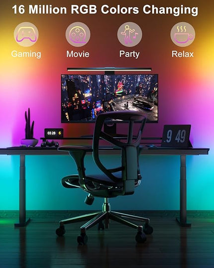 Buyya Modern Floor Lamp, 65 Inch LED RGB Corner Lamp - 16M Colors, Music Sync, Smart APP, Adjustable Height, Timing Set, Atmosphere Lighting for Living Room, Bedroom, Game Party - LeafyLoom