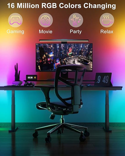 Buyya LED RGB Corner Floor Lamp, 50 Inch Upgrade RGB Corner Lights 16 Million Colors Changing Music Sync with Smart APP Atmosphere Lighting Smart LED Floor Lamps for Living Room Bedroom - LeafyLoom