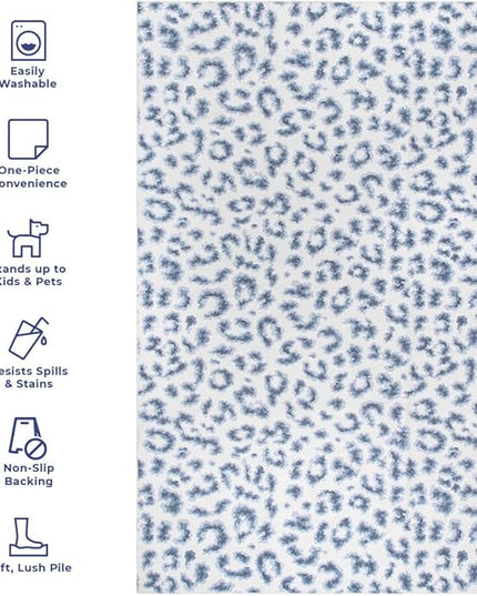 nuLOOM Mason Machine Washable Contemporary Leopard Print Ultra Thin Area Rug, 5' x 8', Grey - LeafyLoom