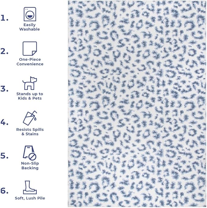nuLOOM Mason Machine Washable Contemporary Leopard Print Ultra Thin Area Rug, 5' x 8', Grey - LeafyLoom